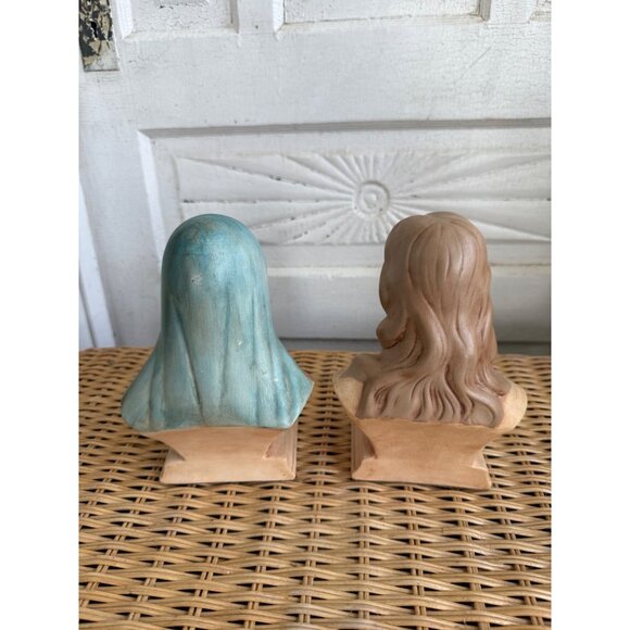 Vintage 60's Ceramic Busts Statues Jesus And Mary Religious Decor - Picture 3 of 10